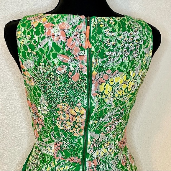 Maeve Anthropologie Verbena Fit & Flare Green Lace Sequins Dress Size 0 - Picture 8 of 12